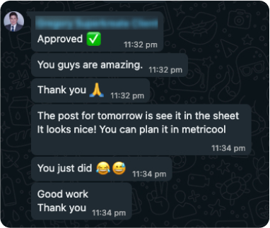 Testimonial chat screenshot 2